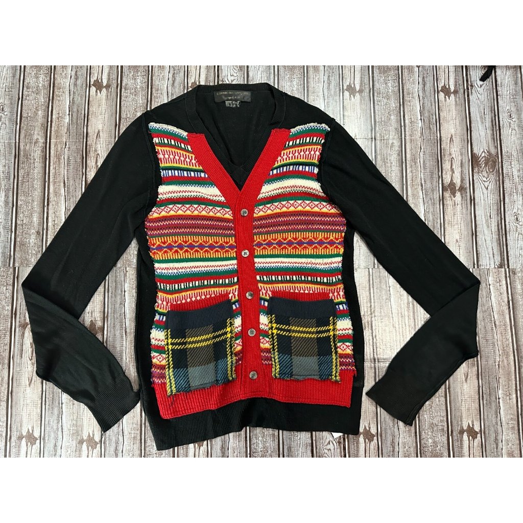 Comme Des Garcons Cotton Cardigan Plaid Red Black Size Xl Japan